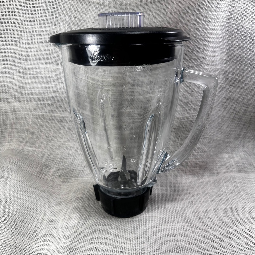 Oster Blender Replacement Glass Jar Complete Lid Blade Base Cap 6 Cup Pitcher